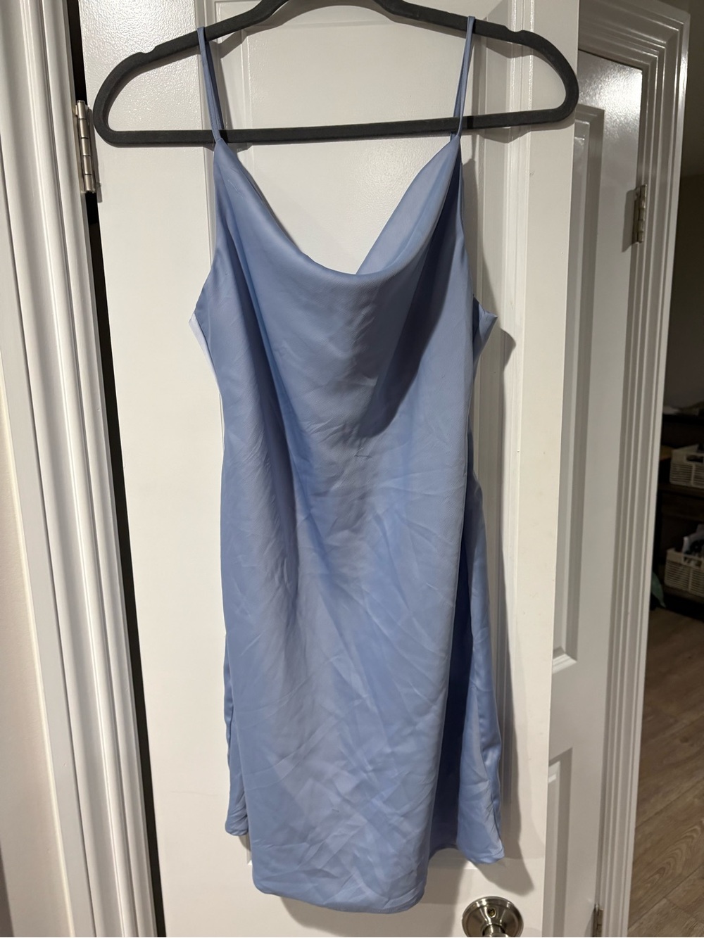 Urban Outfitters Light Blue Satin Cowl Mini Dress
